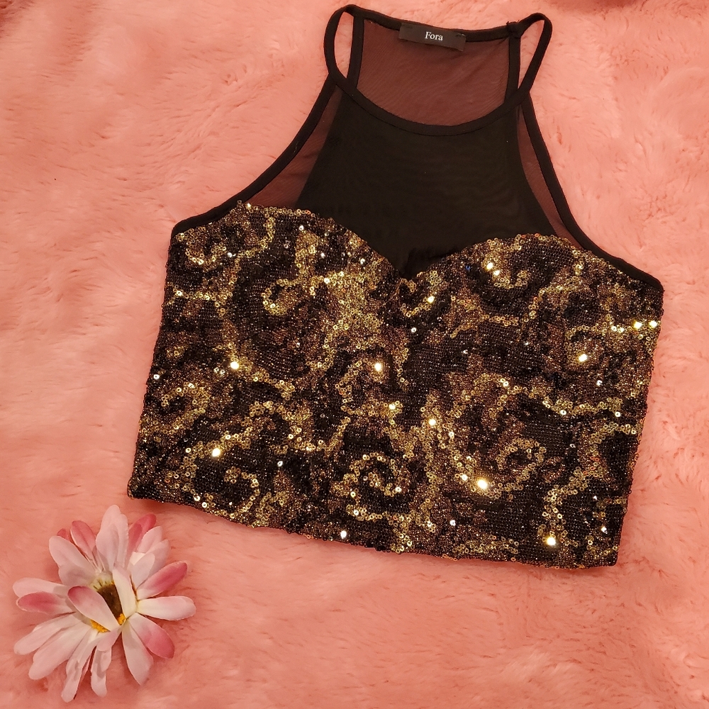 ANGL sequin crop top